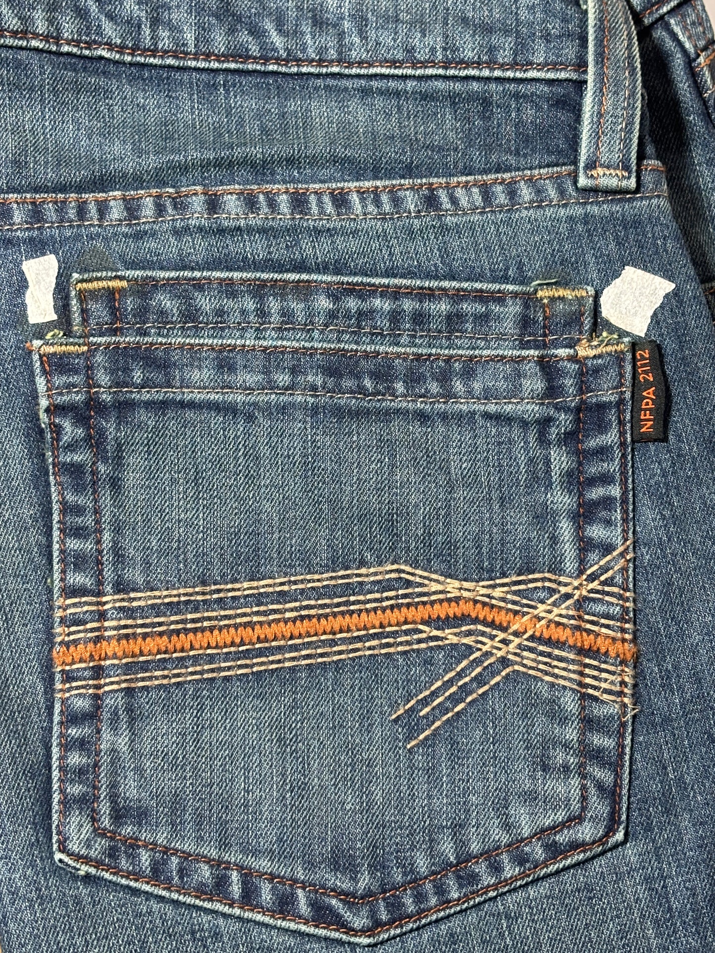 Cody James FR Men's Bozeman Med Wash Slim Bootcut Work Jeans (DEFECTS) 37x31