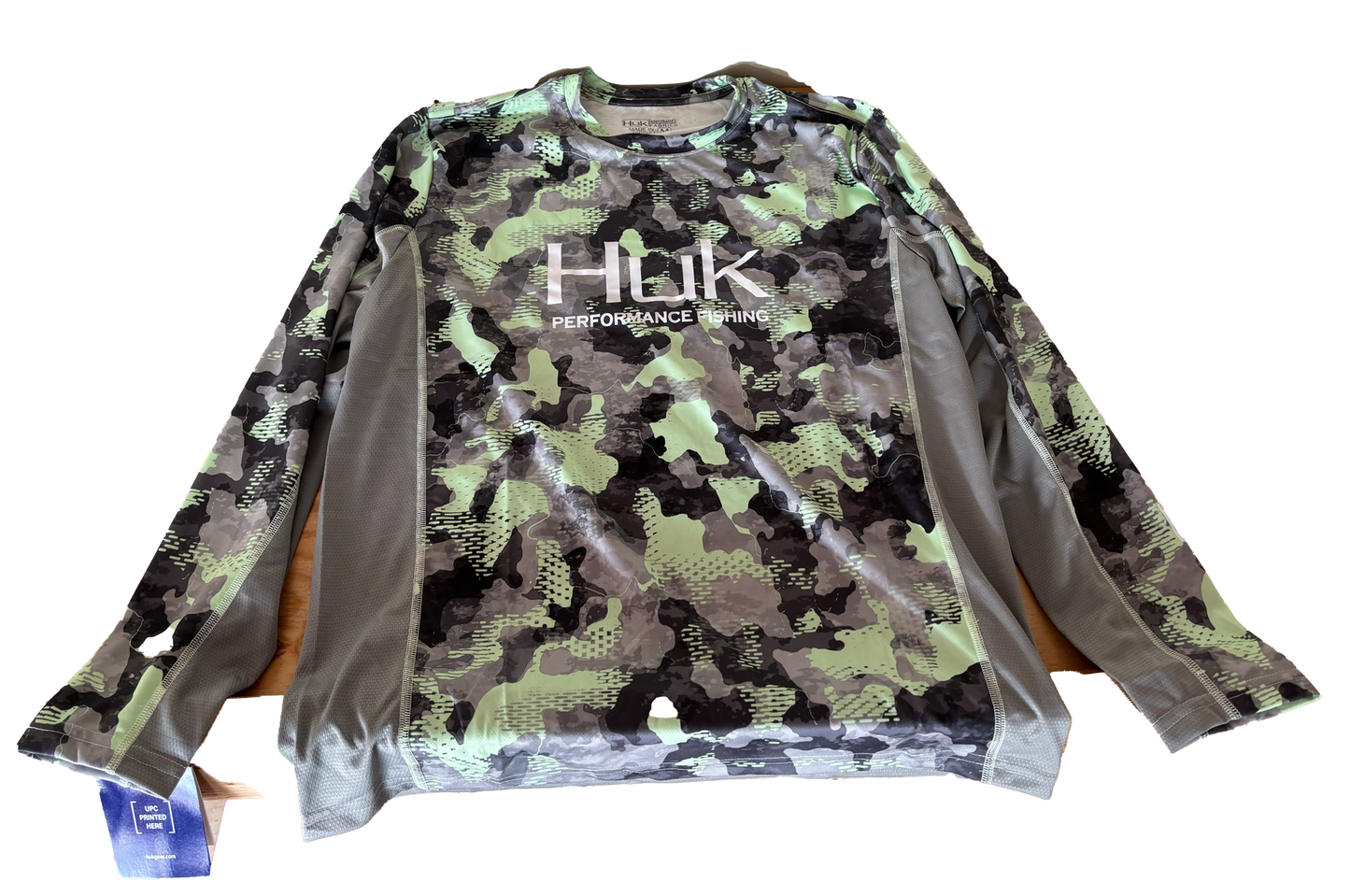 Huk Performance Fishing Camo Long Sleeve Green Gray #144273 Sun Shirt Mens