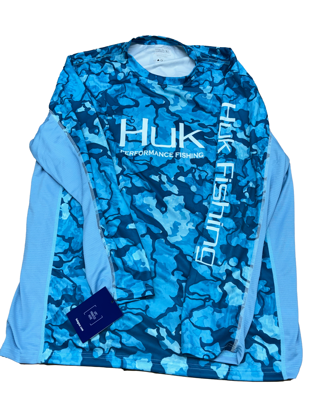 Huk Performance Fishing Camo manga larga azul claro #144273 Sun Shirt para hombre