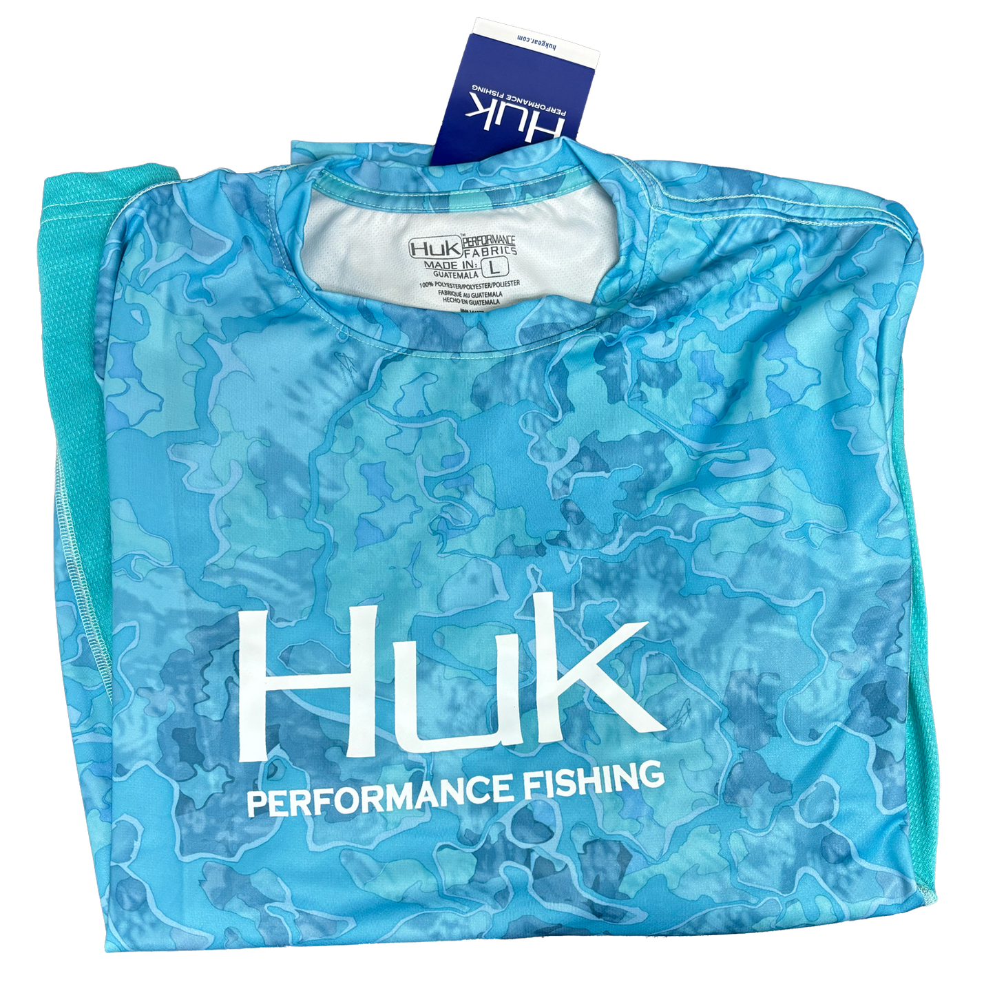 Huk Performance Fishing Camo manga larga Seafoam #144273 Sun Shirt para hombre