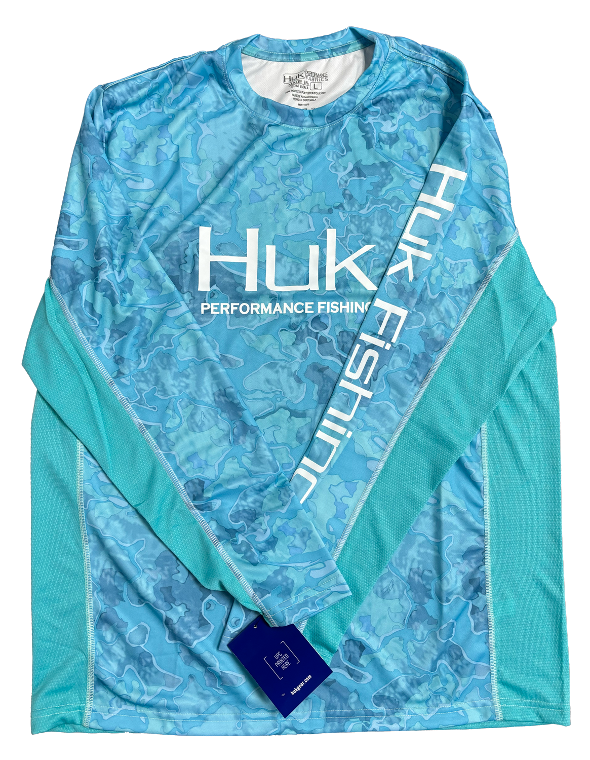 Huk Performance Fishing Camo manga larga Seafoam #144273 Sun Shirt para hombre