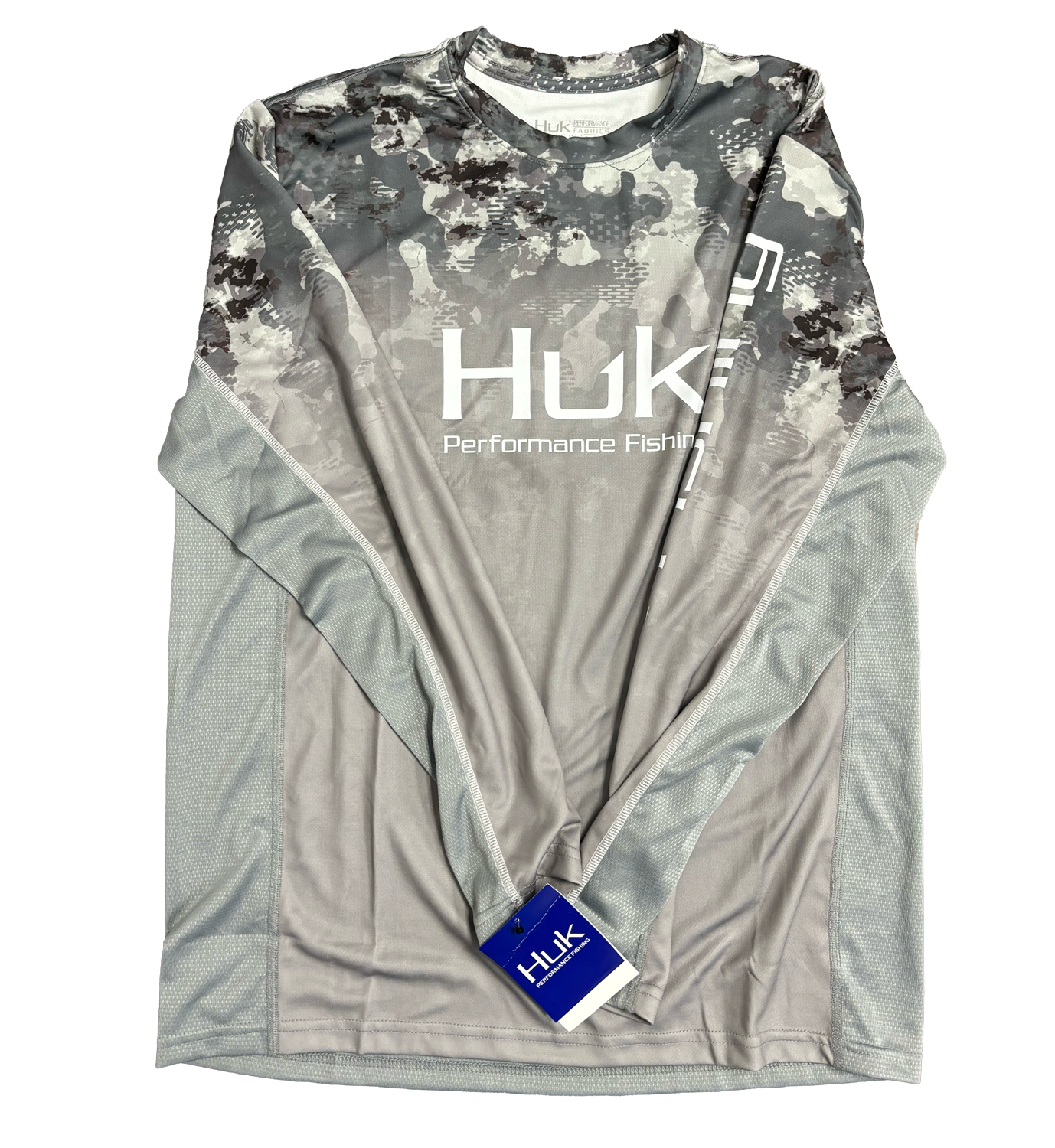 Huk Performance Fishing Camo Long Sleeve Gray #144273 Sun Shirt Mens