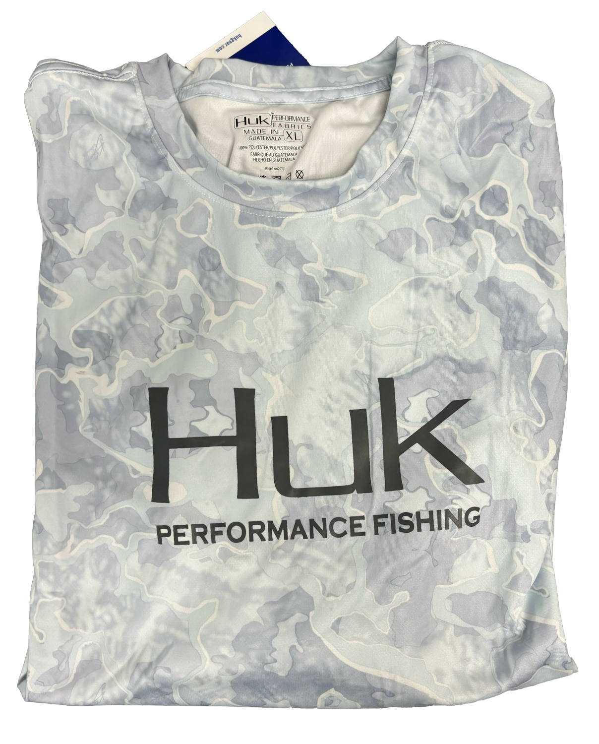 Huk Performance Fishing Camo Long Sleeve White and Light Blue #144273 Sun Shirt Mens