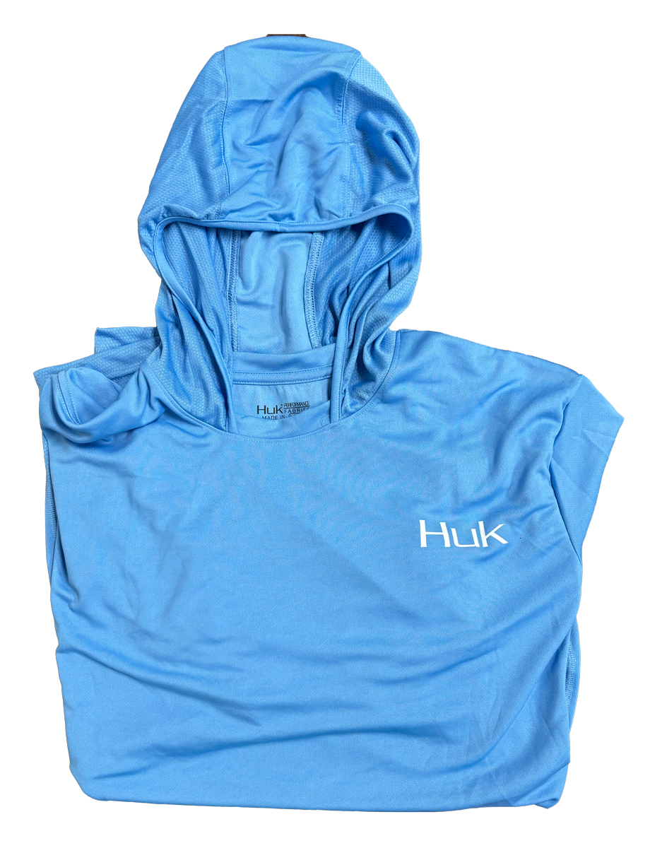 Huk Performance Fishing Camo Hooded Long Sleeve Sky Blue #144273 Sun Shirt Mens