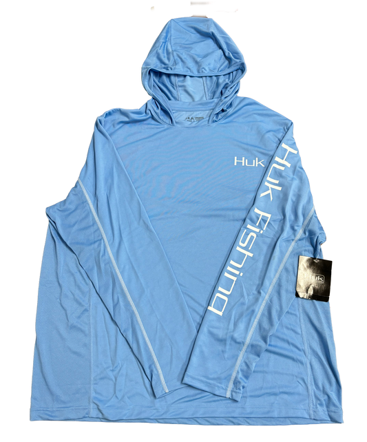 Huk Performance Fishing Camo Hooded Long Sleeve Sky Blue #144273 Sun Shirt Mens