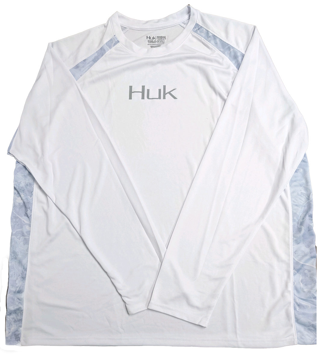 Huk Performance Fishing Camo Long Sleeve White with Icy Blue #144273 Sun Shirt Mens