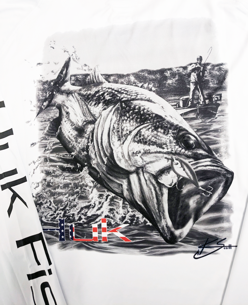 Huk Performance Fishing Long Sleeve White with Graphic #144273 Sun Shirt Mens