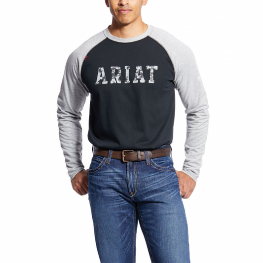 Ariat Men's FR Baseball Logo Long Sleeve T-Shirt 10025430