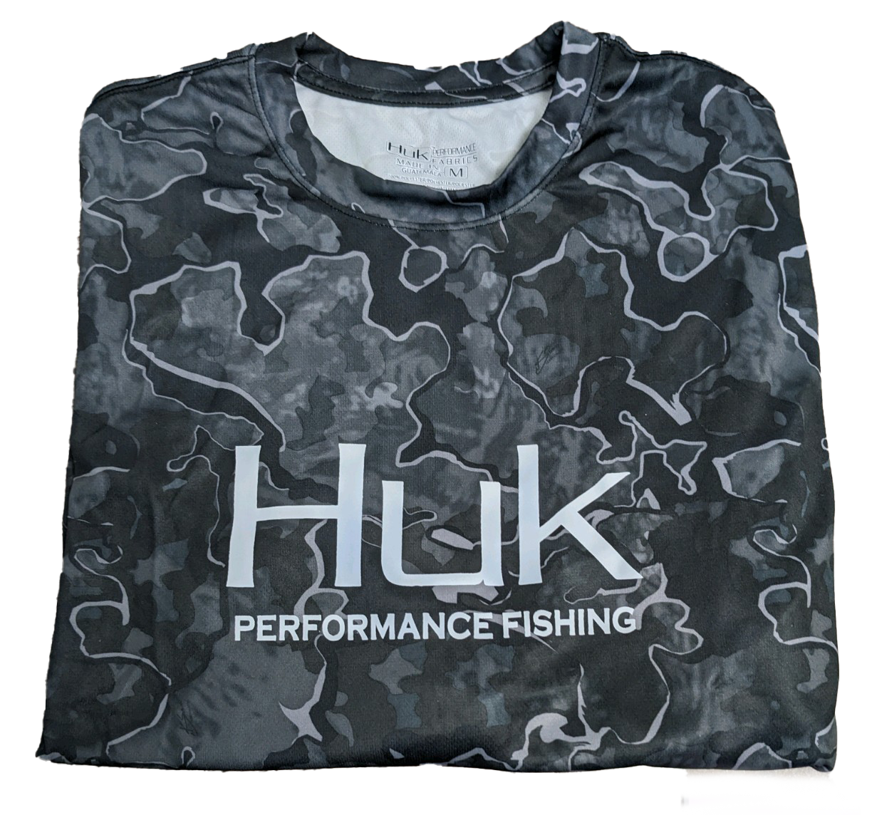 Huk Performance Fishing Black Camo Long Sleeve #144273 Sun Shirt Mens