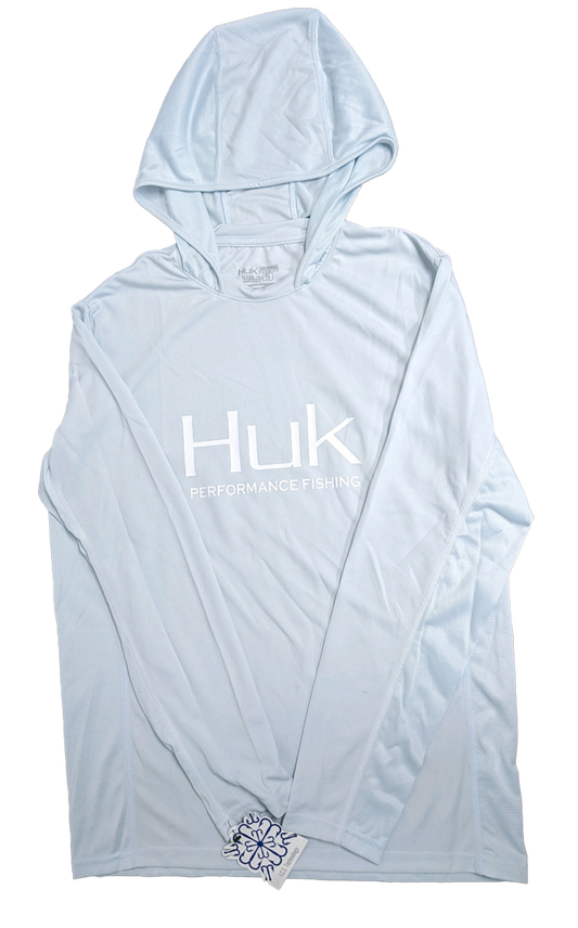 Huk Performance Fishing Camo Hooded Long Sleeve Icy Blue #144273 Sun Shirt Mens