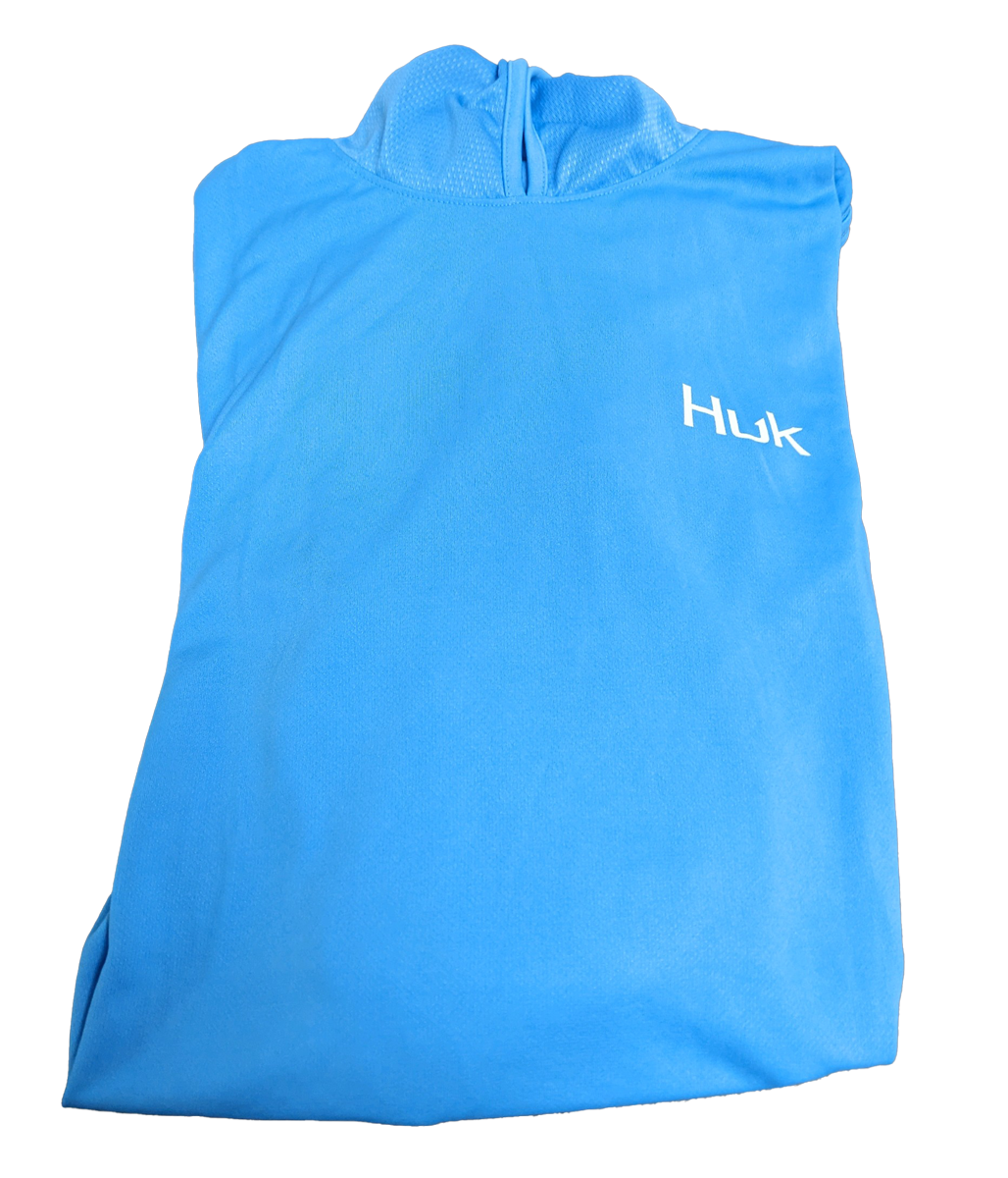 Huk Performance Fishing Sky Blue Hooded Pullover Long Sleeve #144273 Sun Shirt Mens