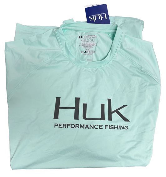 Huk Performance Fishing Light Aquamarine Long Sleeve #144273 Sun Shirt Mens