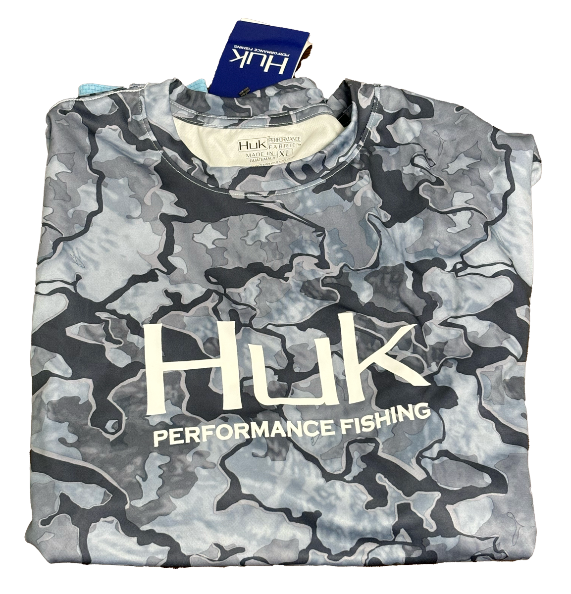 Huk Performance Fishing Cobalt Camo manga larga #144273 Sun Shirt para hombre