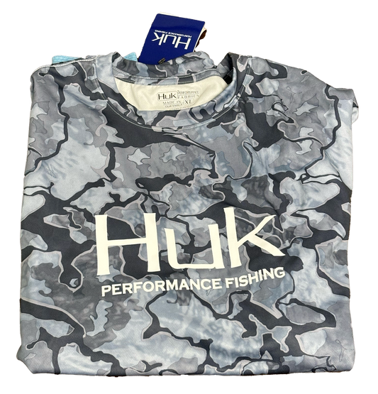 Huk Performance Fishing Cobalt Camo manga larga #144273 Sun Shirt para hombre