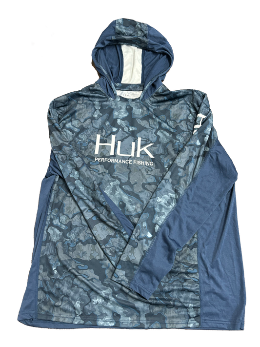 Huk Performance Fishing Navy Camo manga larga #144273 Sun Shirt para hombre