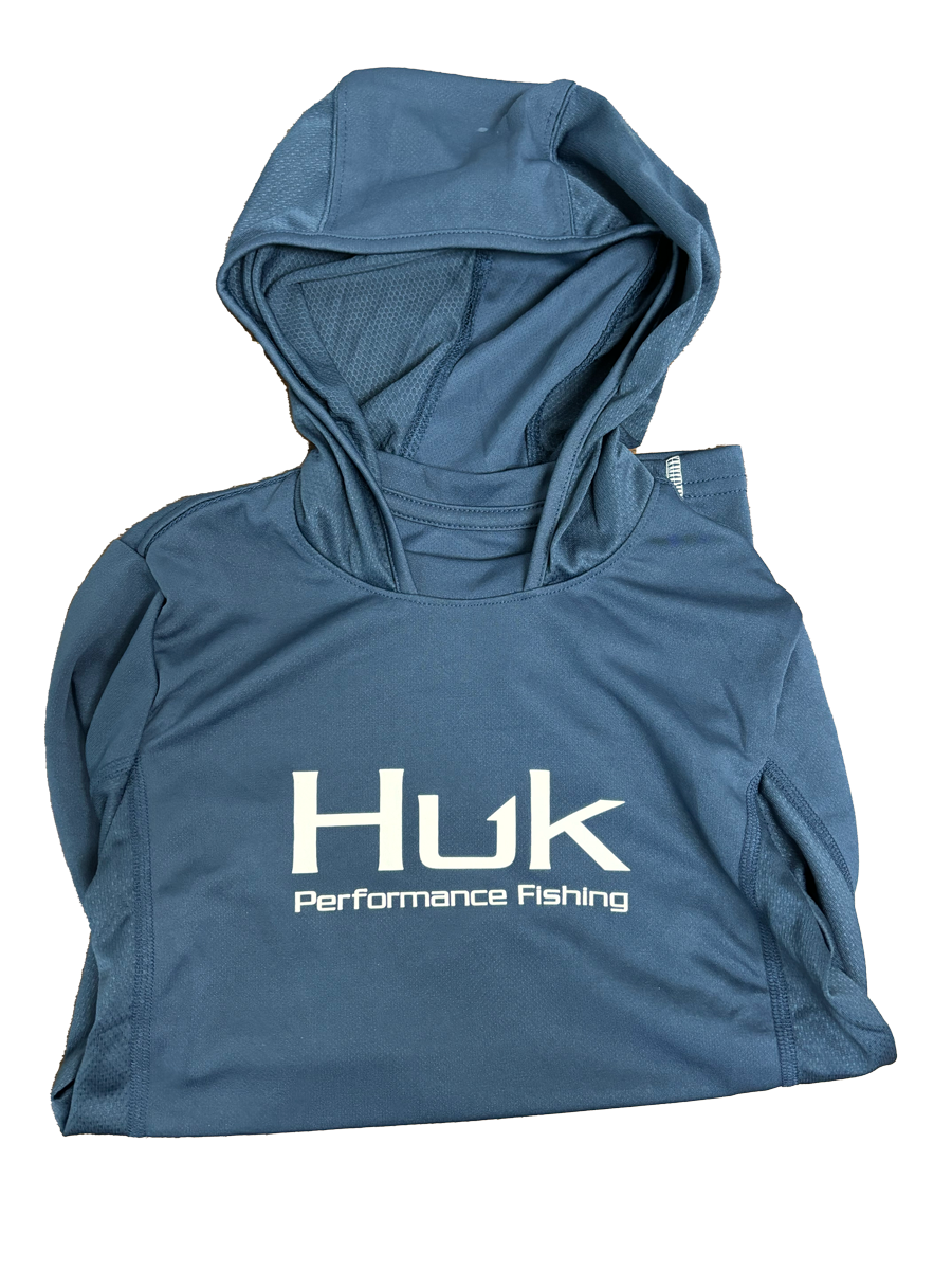 Huk Performance Fishing con capucha de manga larga azul marino #144273 Sun Shirt juvenil