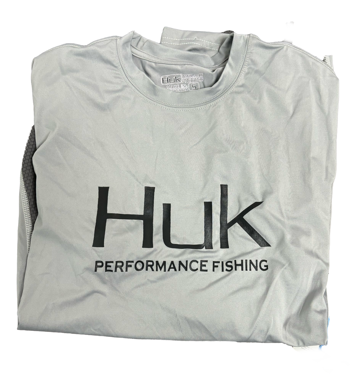 Huk Performance Fishing con capucha de manga larga gris y marrón #144273 Sun Shirt para hombre