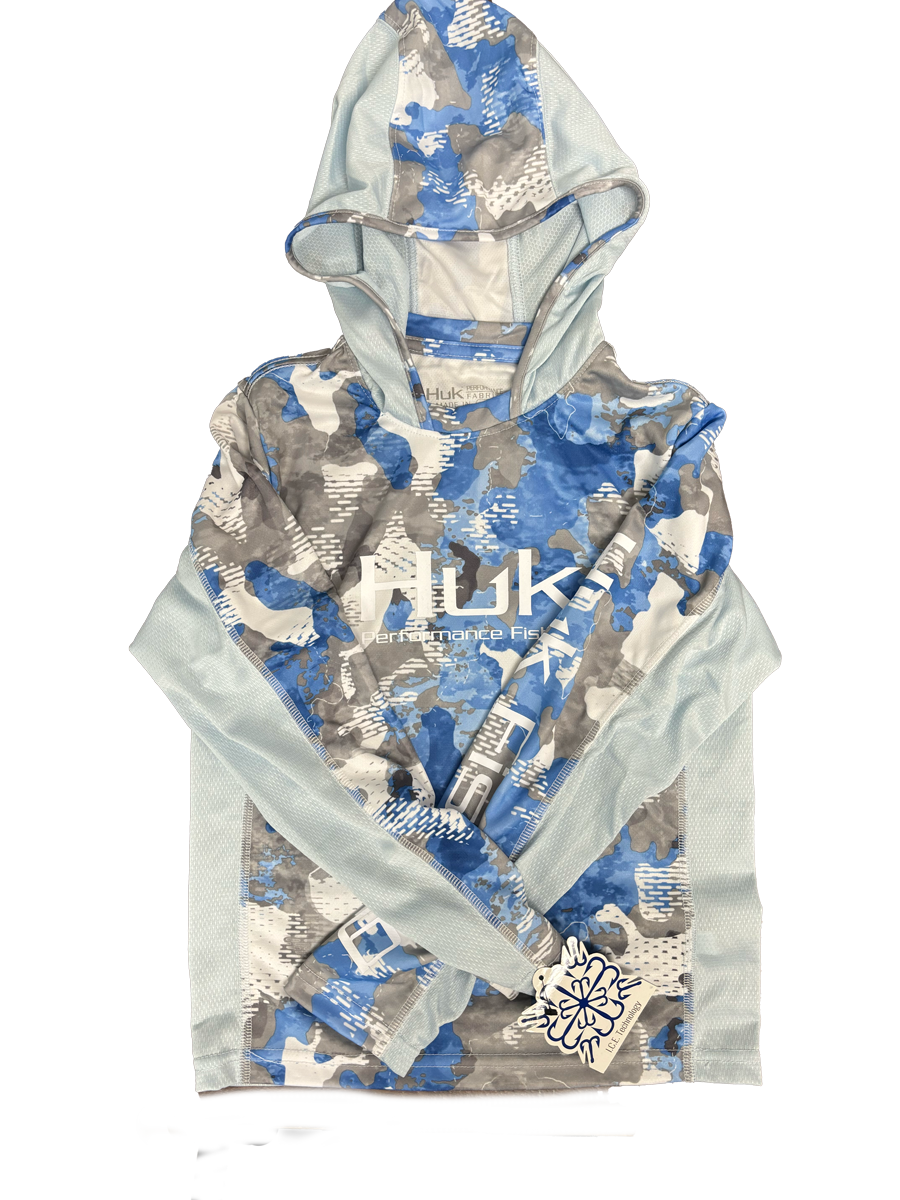 Huk Performance Fishing Camo Hooded Long Sleeve WB&G #144273 Sun Shirt (AS-IS)