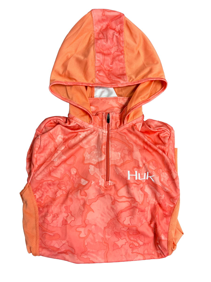 Huk Performance Fishing manga larga naranja Camo #144273 Sun Shirt para mujer