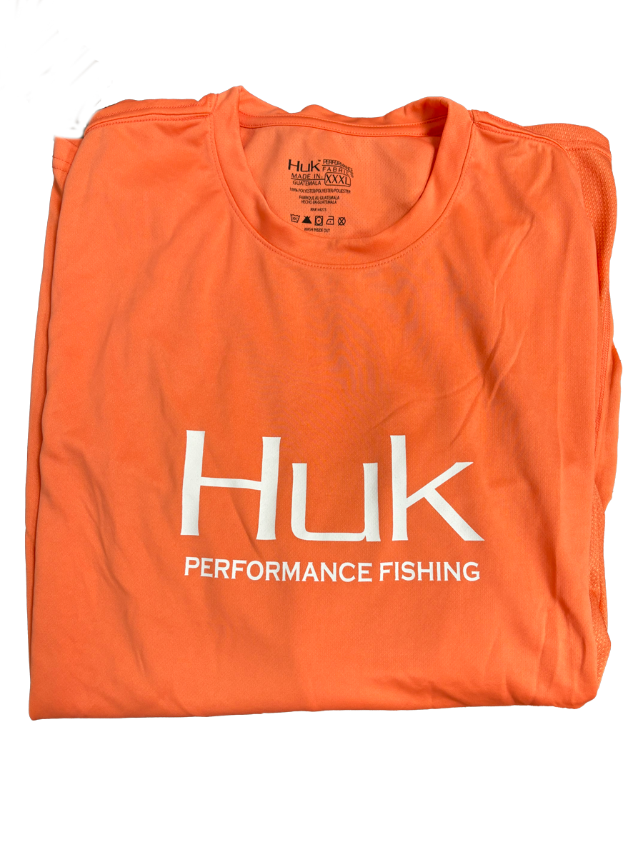 Huk Performance Fishing manga larga naranja sólido #144273 camisa de sol para mujer