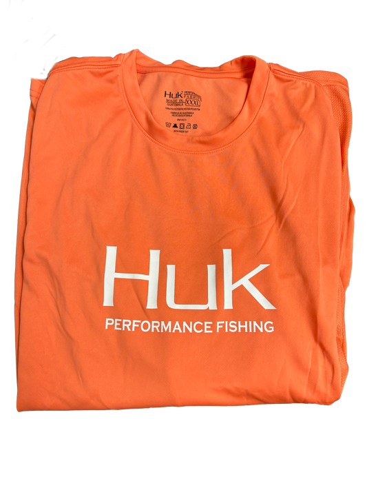 Huk Performance Fishing manga larga naranja sólido #144273 camisa de sol para mujer