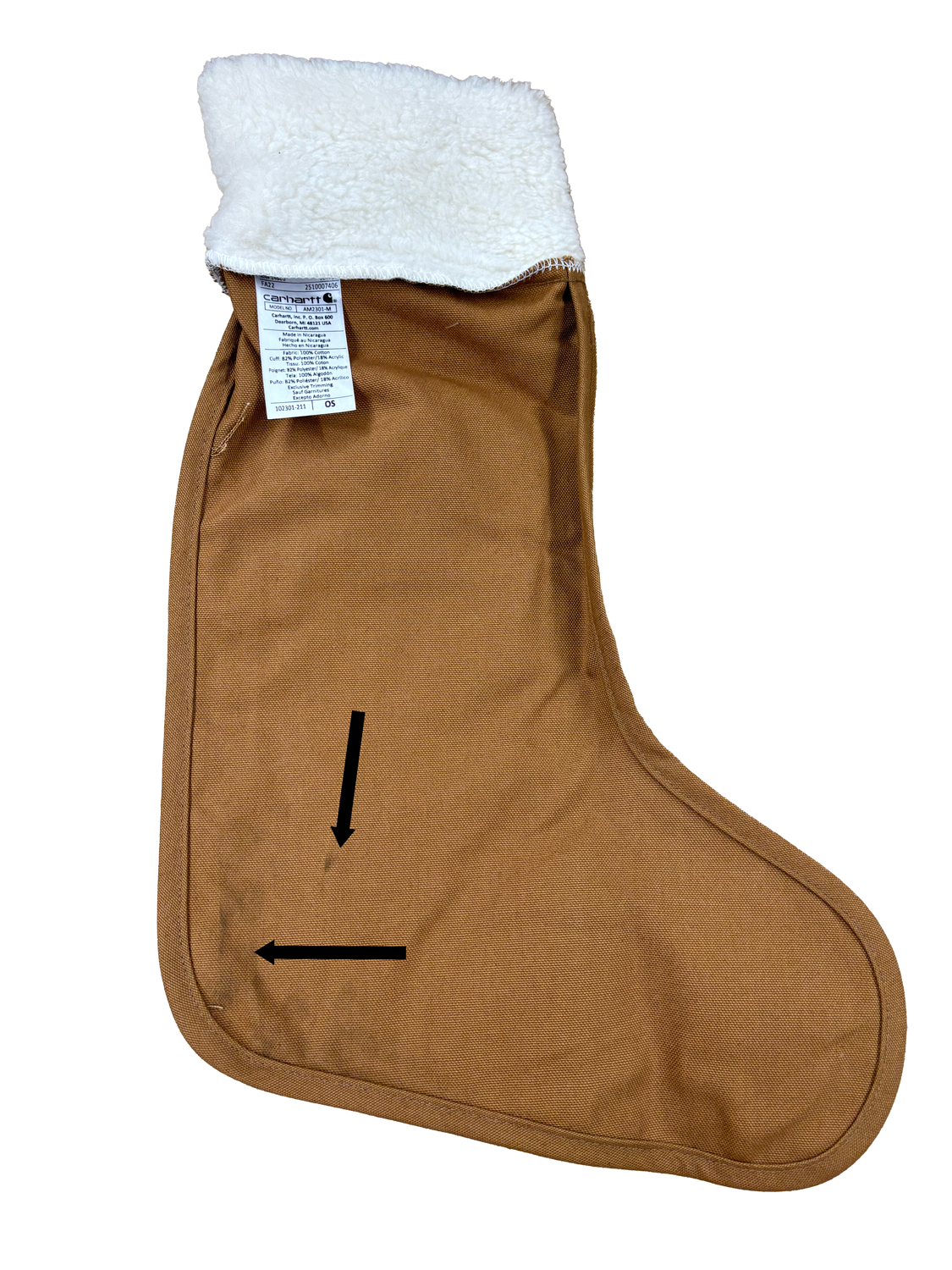 Carhartt Duck Canvas Khaki Brown Christmas Stocking Carhartt OSFA (New w/Defects)